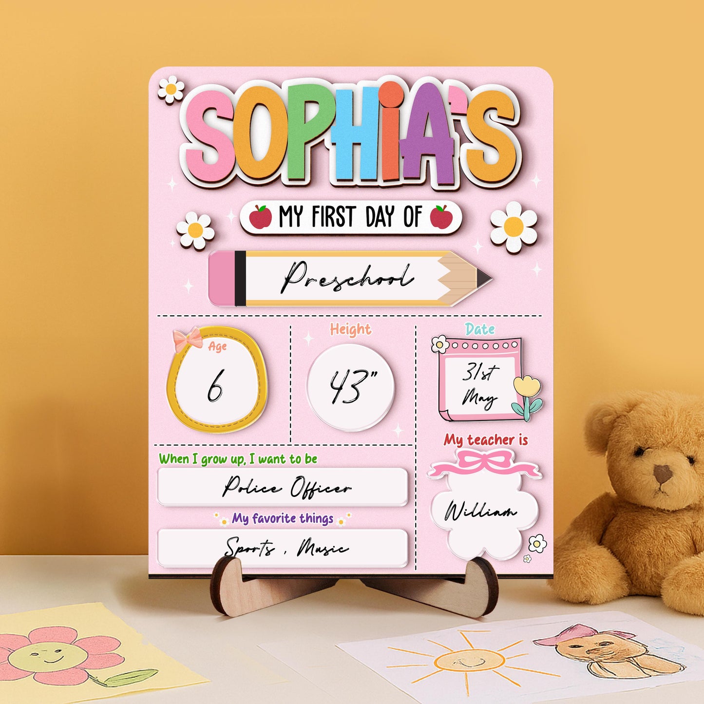 Custom First Day Of School Sign, Last Day of School Sign, Custom Name Sign, Preschool Back To School Dry Erase Sign, 1st Day of School Board