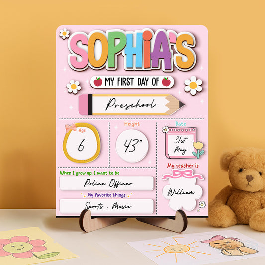 Custom First Day Of School Sign, Last Day of School Sign, Custom Name Sign, Preschool Back To School Dry Erase Sign, 1st Day of School Board