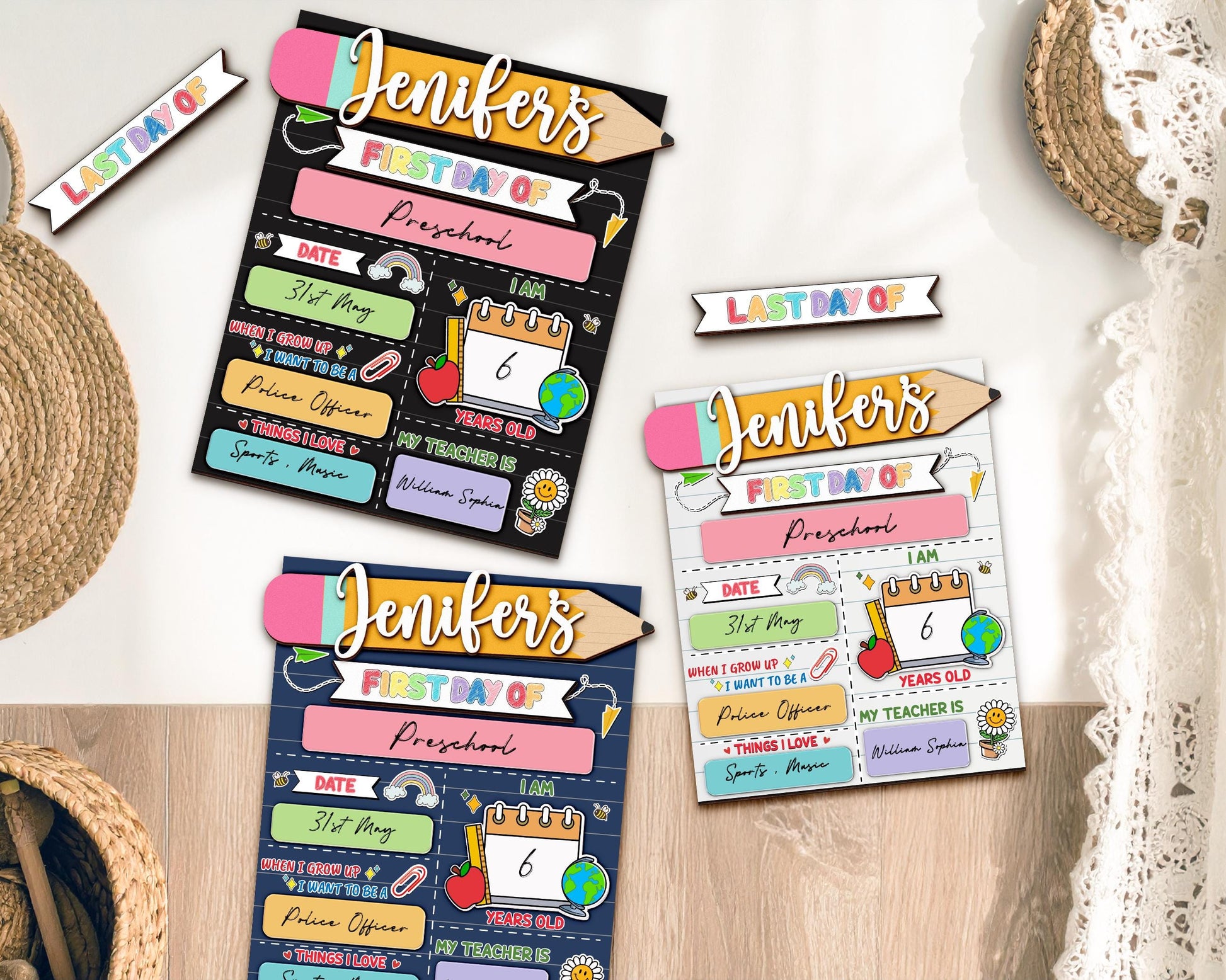 Personalized First And Last Day Of School Sign,Preschool Back To School,First Day Of School,Kindergarten 1st Day of School Board,Name Sign