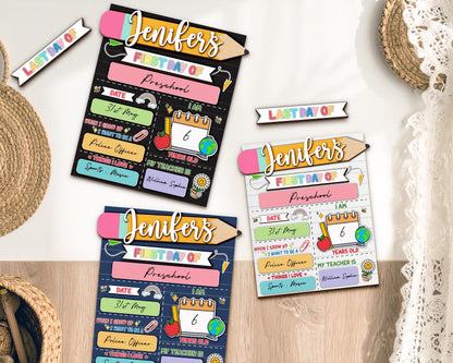 Personalized First And Last Day Of School Sign,Preschool Back To School,First Day Of School,Kindergarten 1st Day of School Board,Name Sign