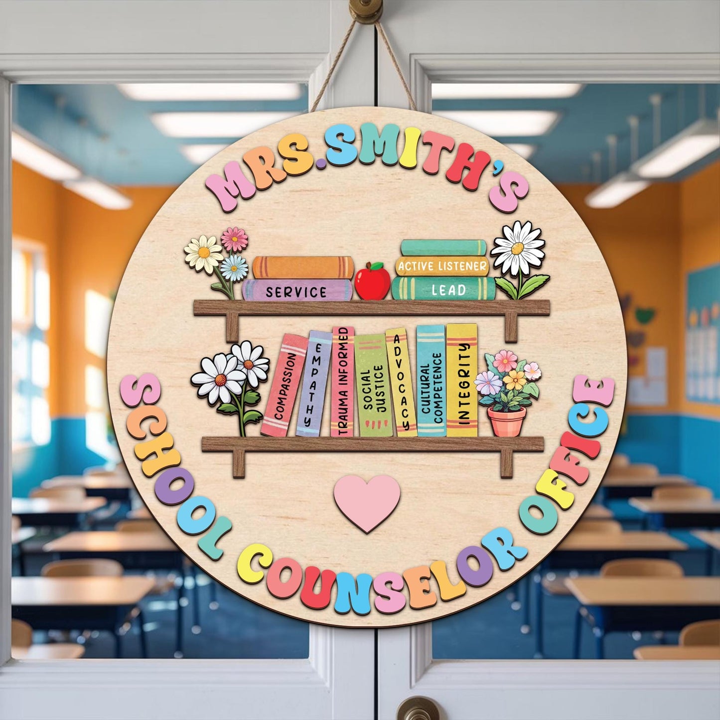 Personalized School Counselor 3d Wooden Name Sign, School Psychologists Gift, Custom School Counselor Office Door Sign, Back To School Gifts