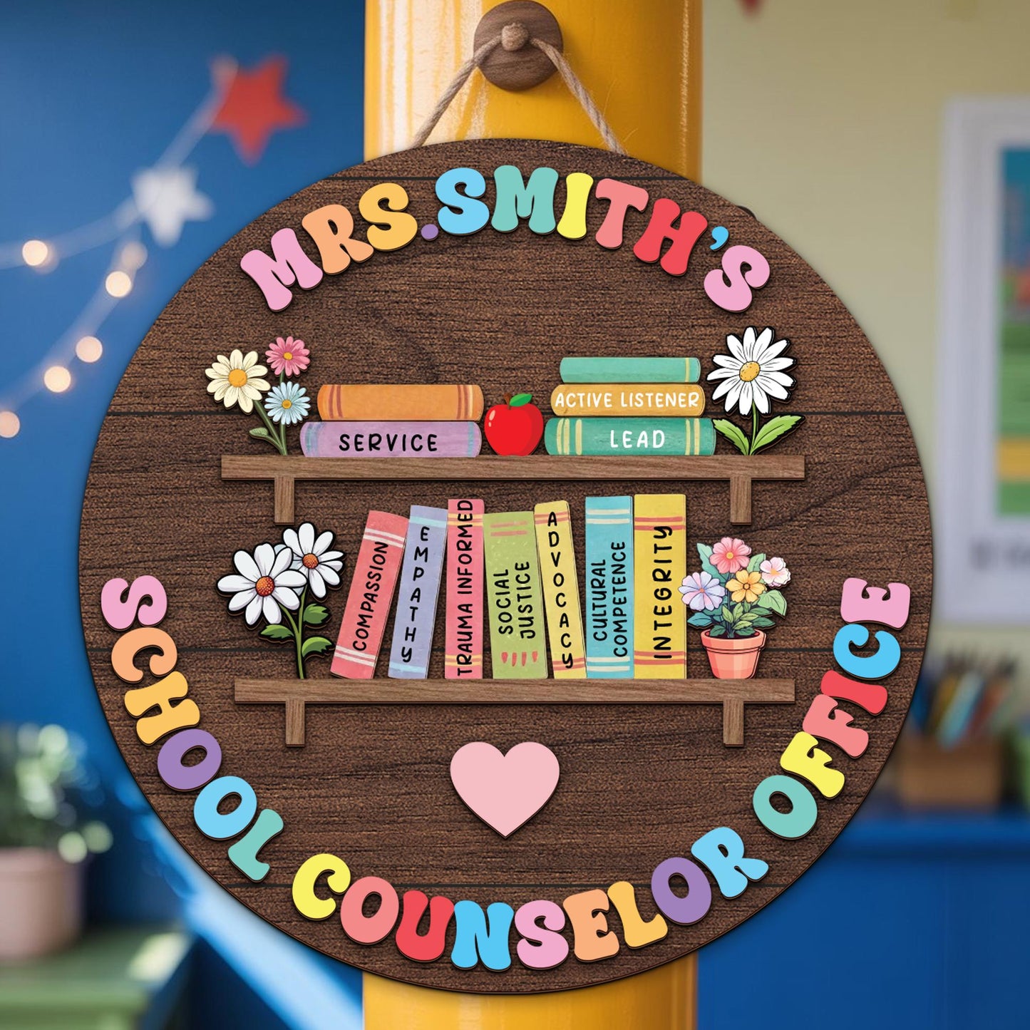 Personalized School Counselor 3d Wooden Name Sign, School Psychologists Gift, Custom School Counselor Office Door Sign, Back To School Gifts