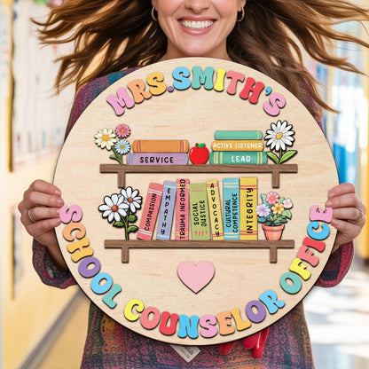 Personalized School Counselor 3d Wooden Name Sign, School Psychologists Gift, Custom School Counselor Office Door Sign, Back To School Gifts