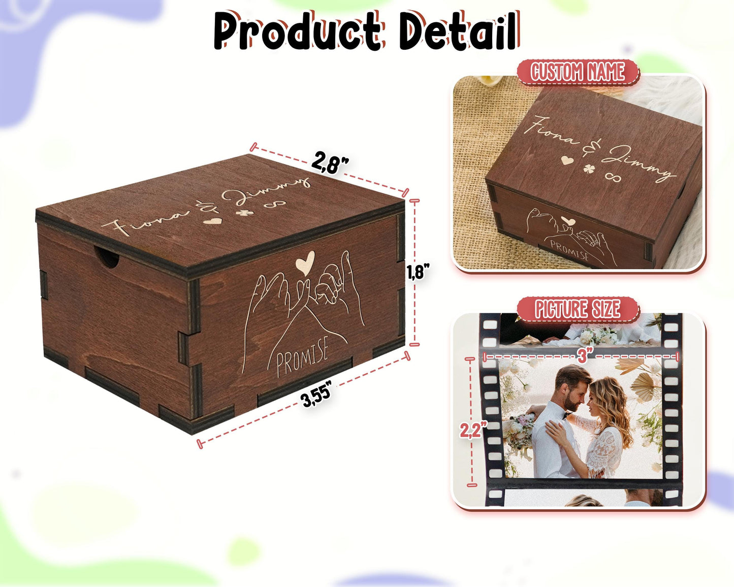 Pull Out Photo Album Custom Wooden Photo Box Personalized Memory Keepsake Box Trinket Wood Box Customized Wooden Photo Frame Shadow Box