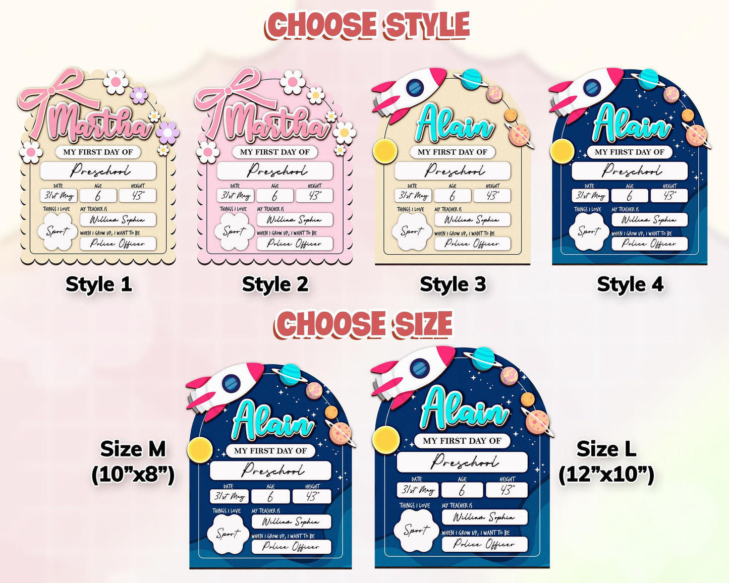 Personalized First Day School Sign,Back to School Sign,Kindergarten 1st Day of School Sign Reusable,Last Day of School Board,Preschool Kid