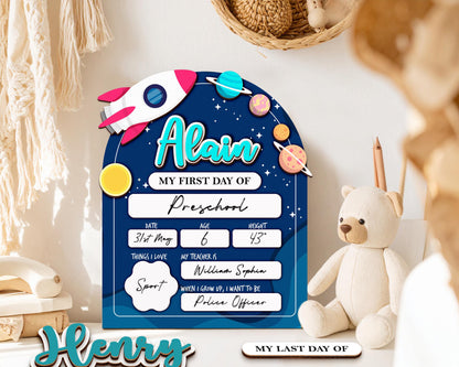 Personalized First Day School Sign,Back to School Sign,Kindergarten 1st Day of School Sign Reusable,Last Day of School Board,Preschool Kid