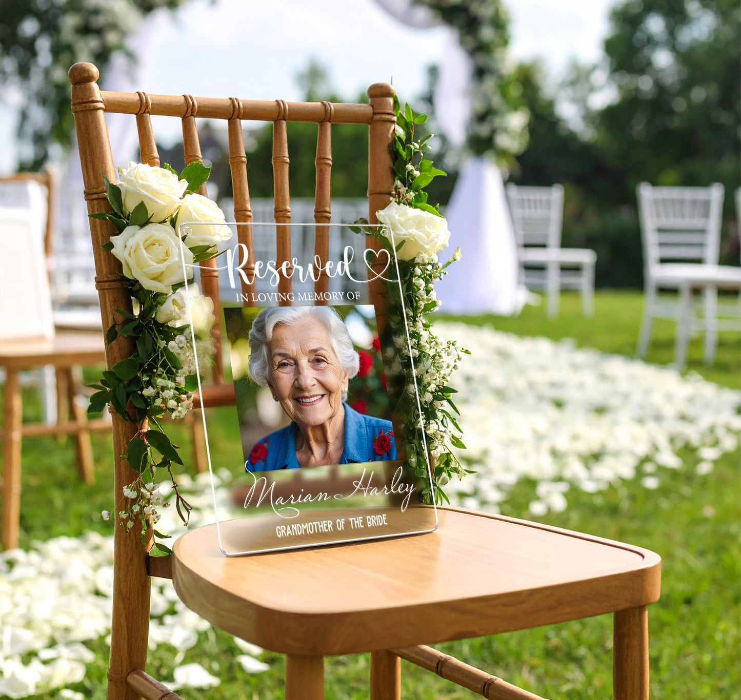 Reserved Memorial Sign,Wedding Memorial Chair Sign Hanging,Custom Memorial Plaque,In Loving Memory,Wedding Decor,Sympathy Gift,Remembrance