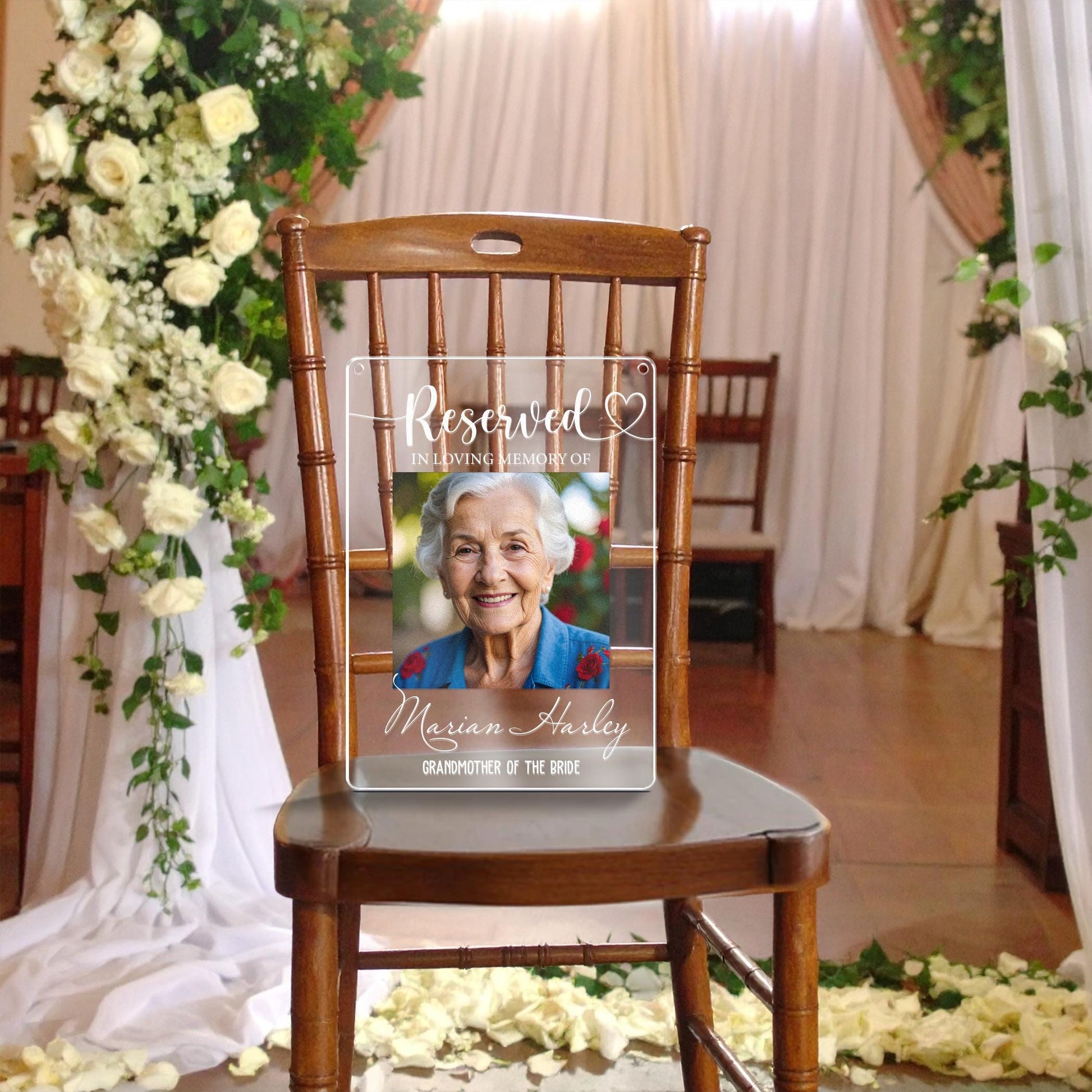Reserved Memorial Sign,Wedding Memorial Chair Sign Hanging,Custom Memorial Plaque,In Loving Memory,Wedding Decor,Sympathy Gift,Remembrance