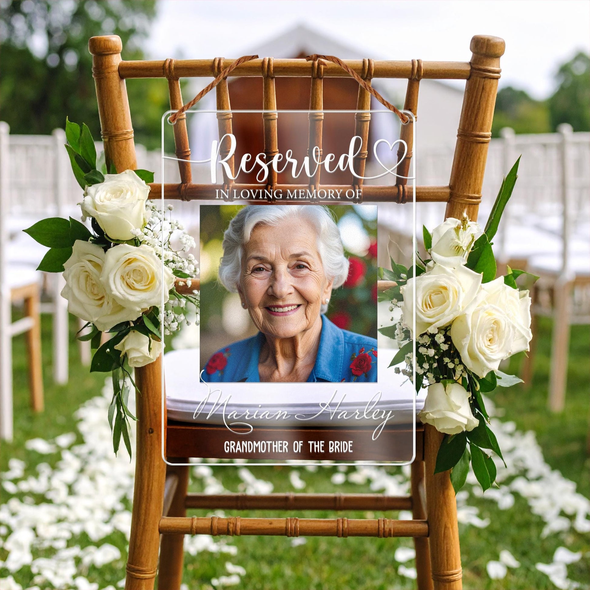 Reserved Memorial Sign,Wedding Memorial Chair Sign Hanging,Custom Memorial Plaque,In Loving Memory,Wedding Decor,Sympathy Gift,Remembrance