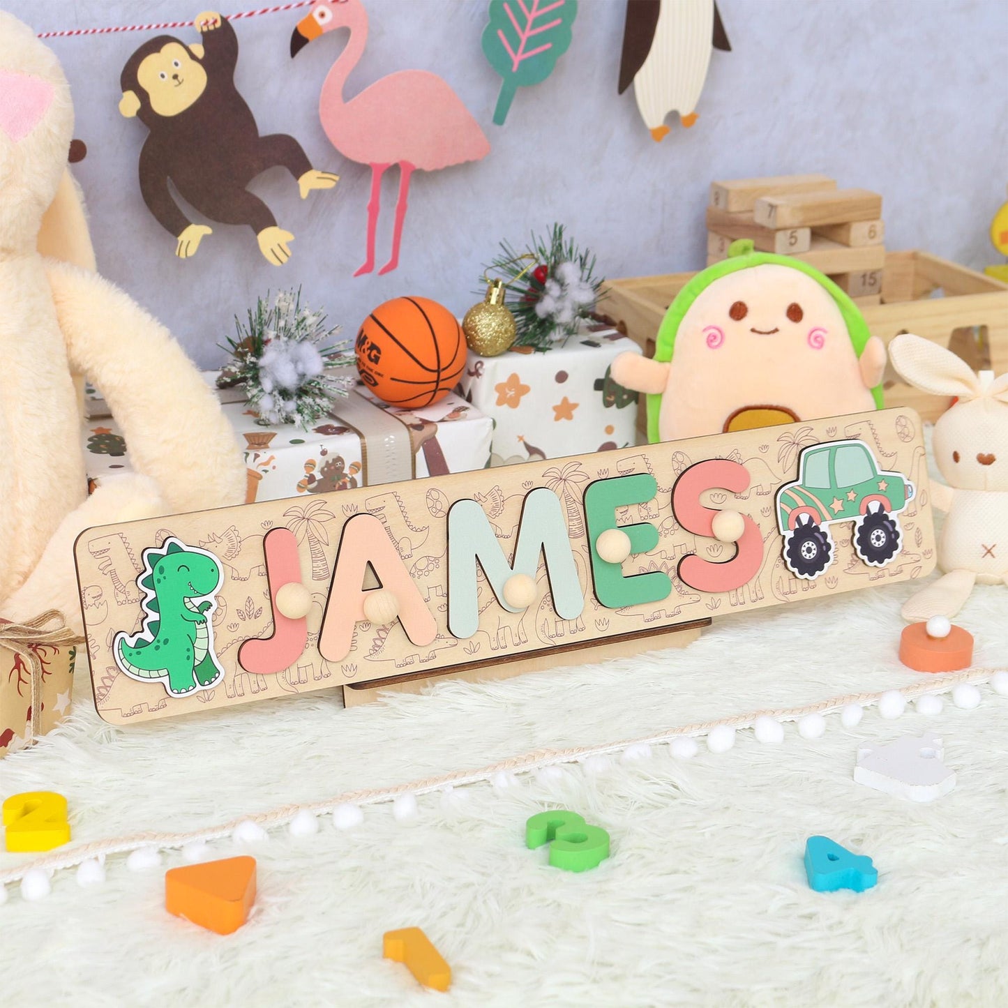 Personalized Name Puzzle Boy | First Christmas Gifts For Toddlers | 1st Birthday Gifts | Montessori Toys | Baby Shower Gifts