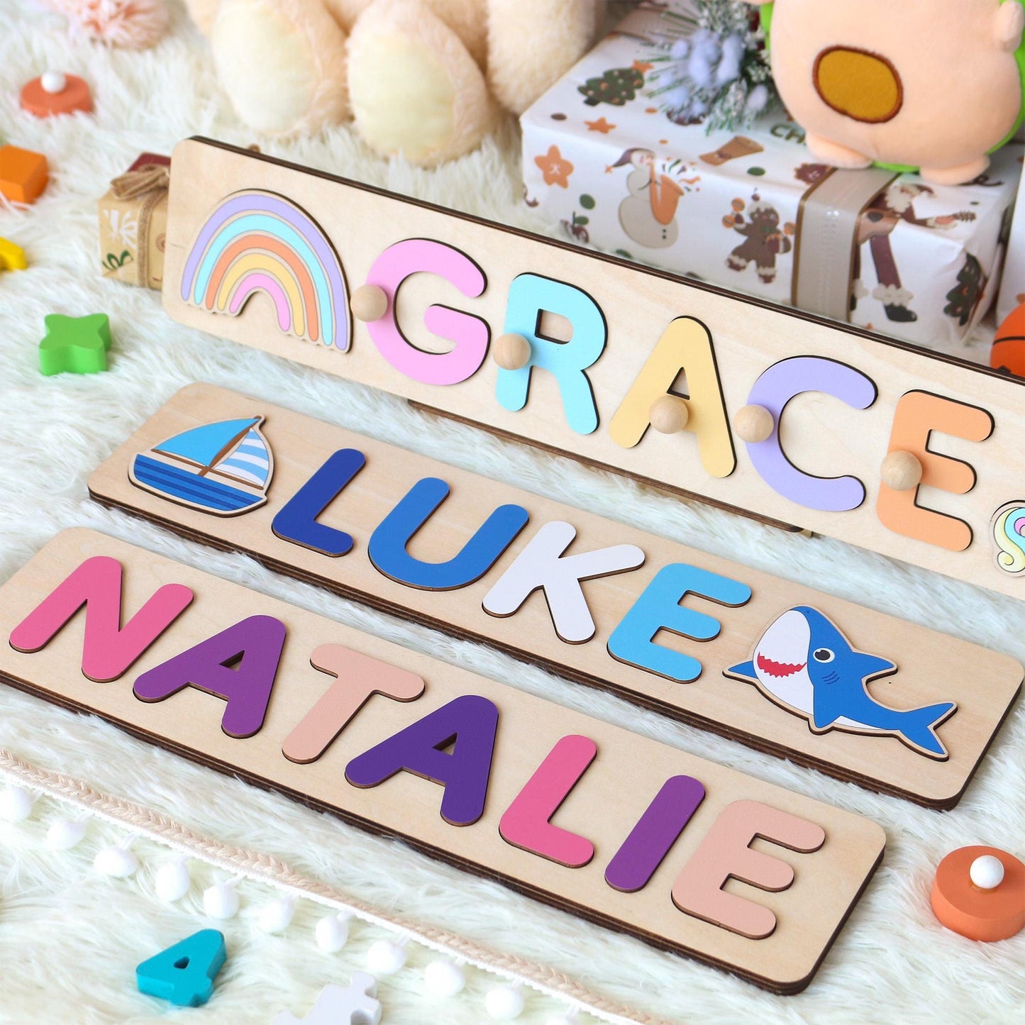 Personalized Name Puzzle | First Christmas Gifts For Toddlers | 1st Birthday Gifts | Montessori Toys | Baby Shower Gifts