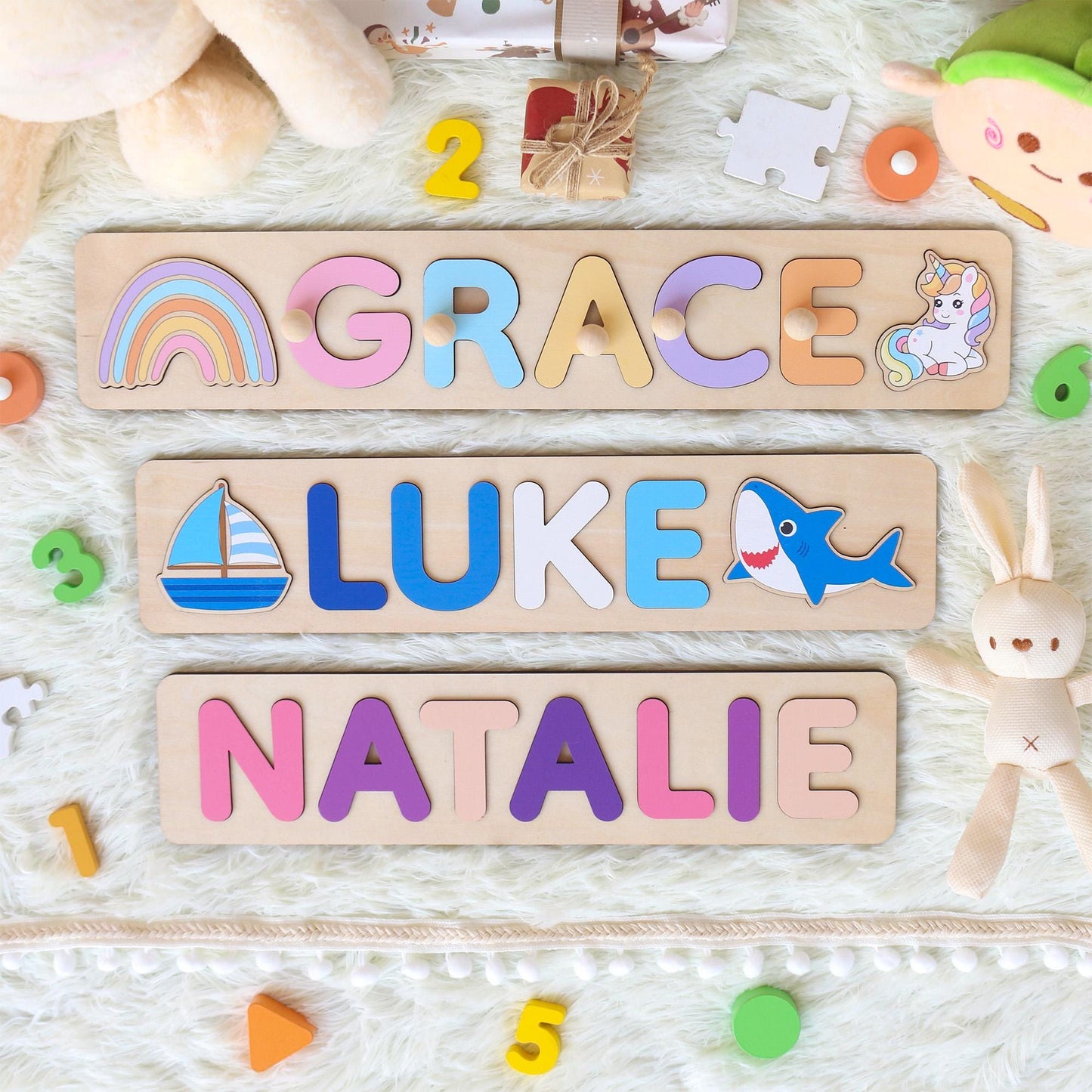 Personalized Name Puzzle | First Christmas Gifts For Toddlers | 1st Birthday Gifts | Montessori Toys | Baby Shower Gifts