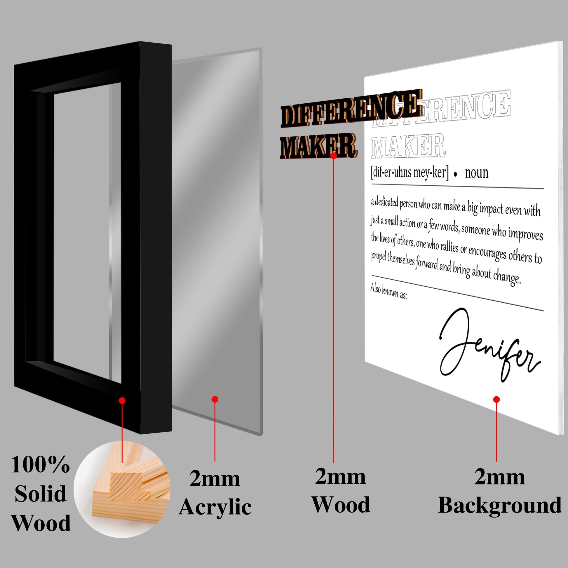 Difference Maker Gift,Appreciation Gifts for Leader Boss Mentor Coworker Teacher,Wooden Frame Sign,Employee Gift,Retirement Gift,Supervisor