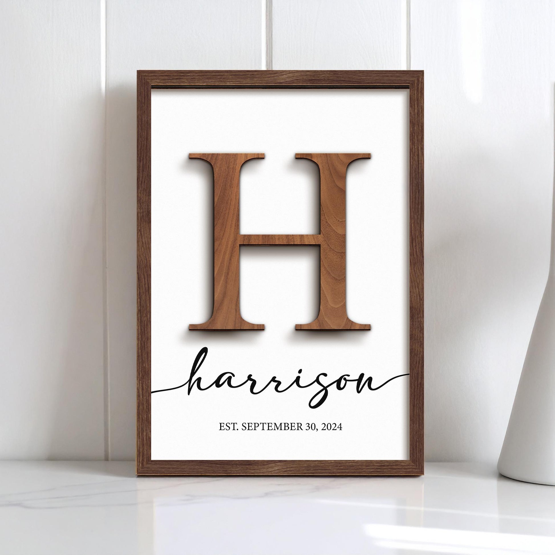 Personalized Family Name Sign,Wooden Frame,Wedding Gift,Anniversarie,Housewarming,Last Name Established Sign,Rustic Decor,First Home Gift