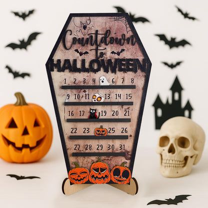 Haunted House Halloween Countdown,Spooky Calendar Sign,Coffin Halloween Decor,Moveable Ghost,Days Till Halloween Gift,Coffee Bar Decor