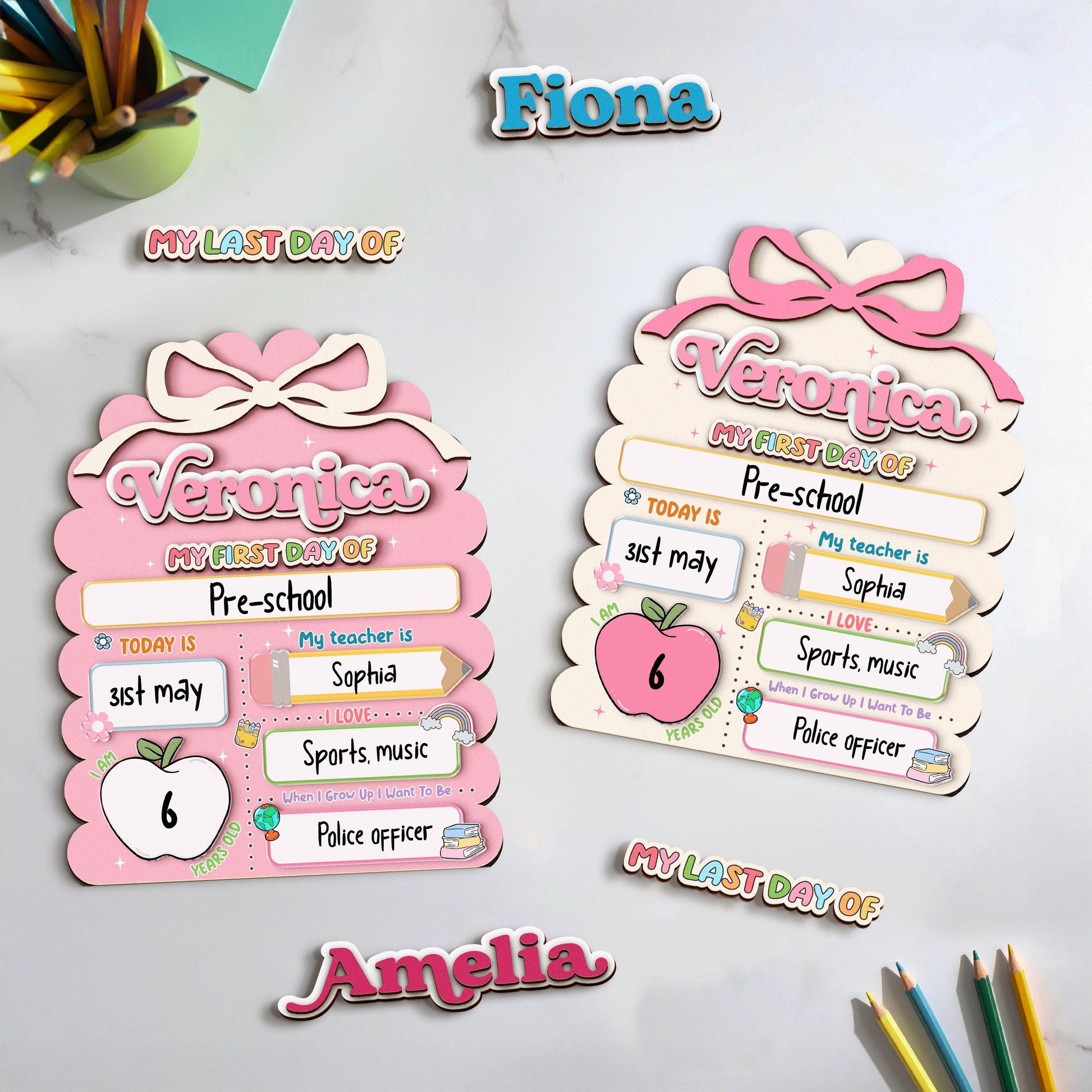 Personalized First Day School Sign,Back to School,Preschool,Kindergarten 1st Day of School Sign Reusable,First Day of School Board,Name Sign