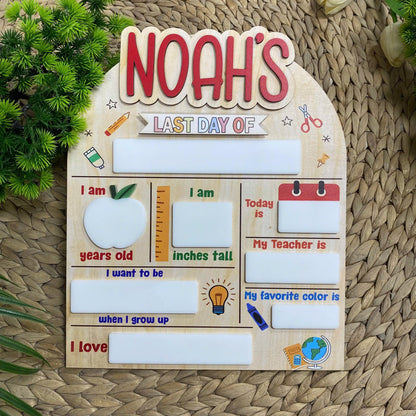 Personalized First Day Of School Sign, 1st Day Of School Sign, Dry Erase School Sign, Reusable Back To School Sign For Photos, School Board