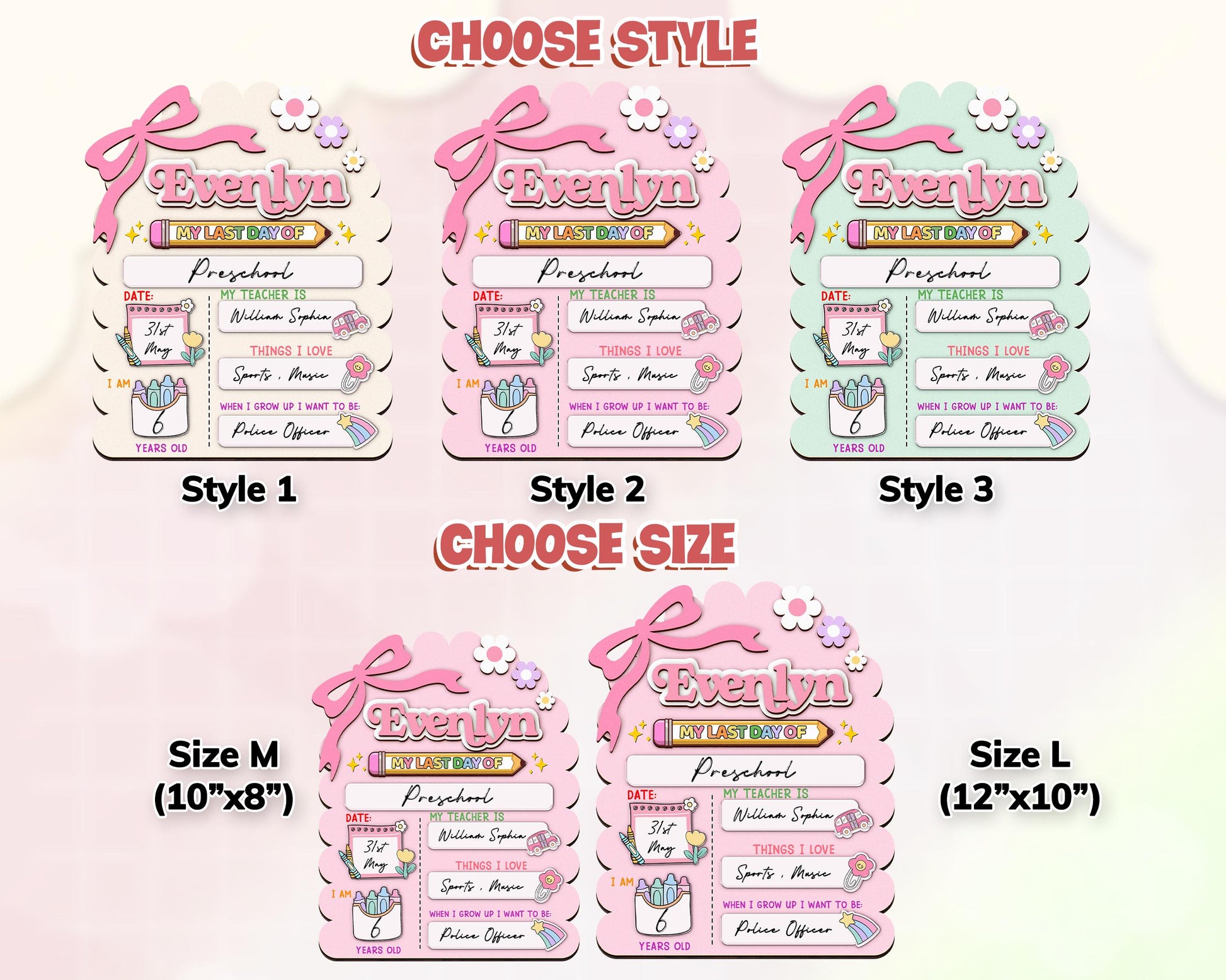 Custom First And Last Day School Sign,Back to School,Kindergarten 1st Day of School,First Day School Board Reusable,Preschool,Photo Prop