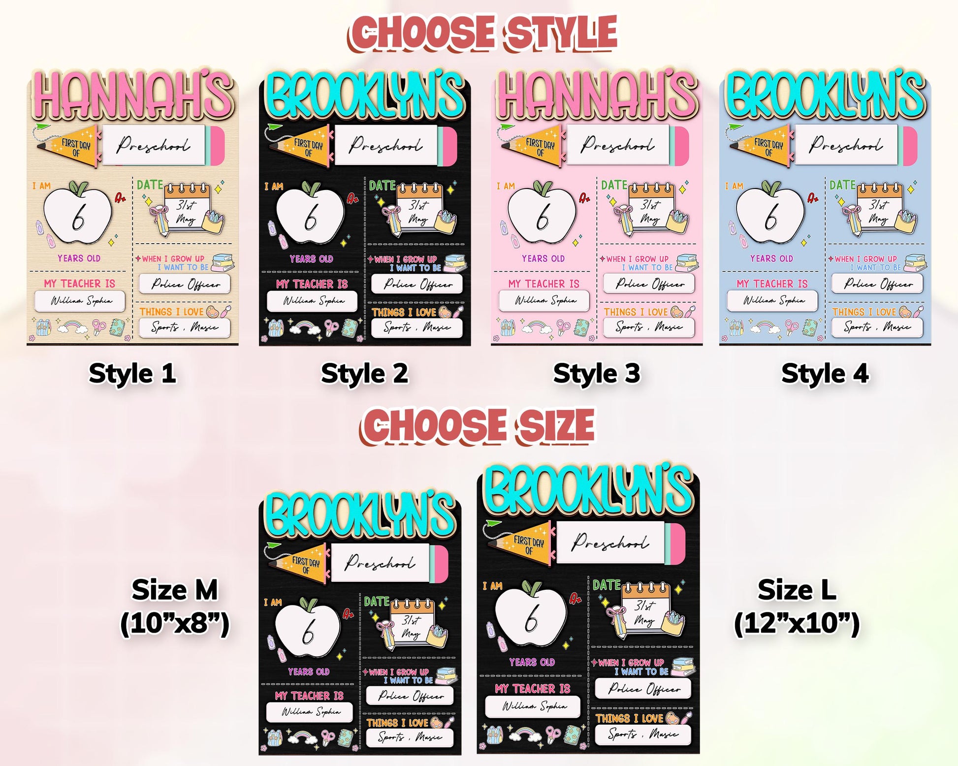 Custom First And Last Day School Sign,Back to School Sign,Preschool,Kindergarten 1st Day of School,Interchangable First Day Of School Board