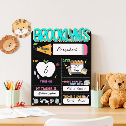 Custom First And Last Day School Sign,Back to School Sign,Preschool,Kindergarten 1st Day of School,Interchangable First Day Of School Board