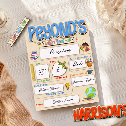 Customized First And Last Day School Sign, Back to School Sign, Kindergarten 1st Day of School Sign, First Day School Wooden School Board