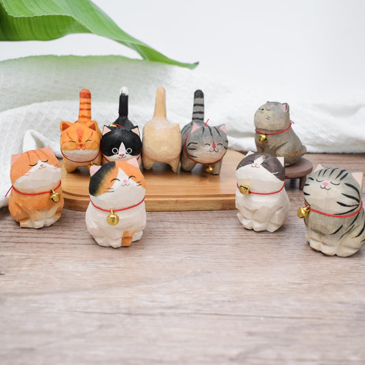 Handmade Wooden Cat Figurine,Small Wooden Cat Ornaments,Cute Desk Decor,Animal Lover Gift,Pet Memorial Gifts,Christmas Gifts