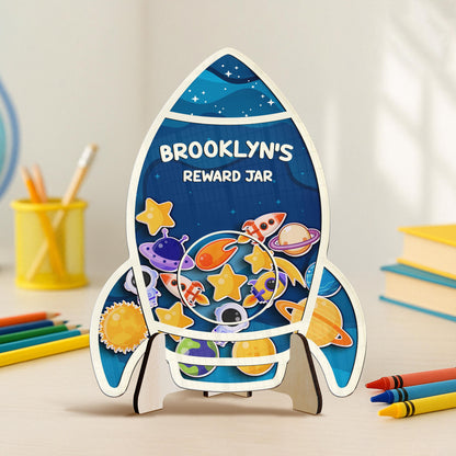 Custom Classroom Reward Jar For Teacher,Magnetic Reward Jar,Token Jar,Reward System,Back to School,Gift for Kids,Rocket Name Reward For Kids