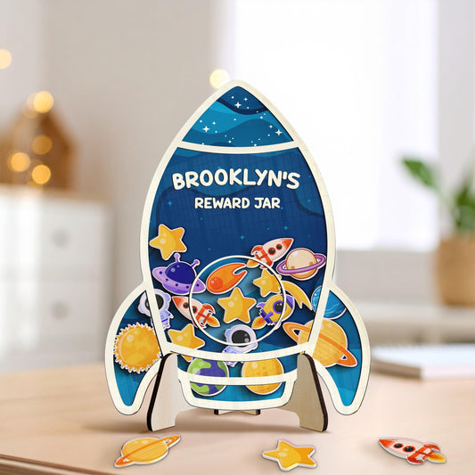 Custom Classroom Reward Jar For Teacher,Magnetic Reward Jar,Token Jar,Reward System,Back to School,Gift for Kids,Rocket Name Reward For Kids