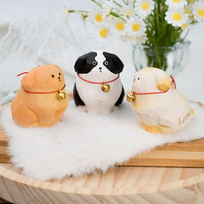 Handmade Wooden Puppy Figurine,Hand-Carved Wood Animal Figurines,Minimalist Dog Ornament,Home Decor,Birthday Gifts,Christmas Gifts