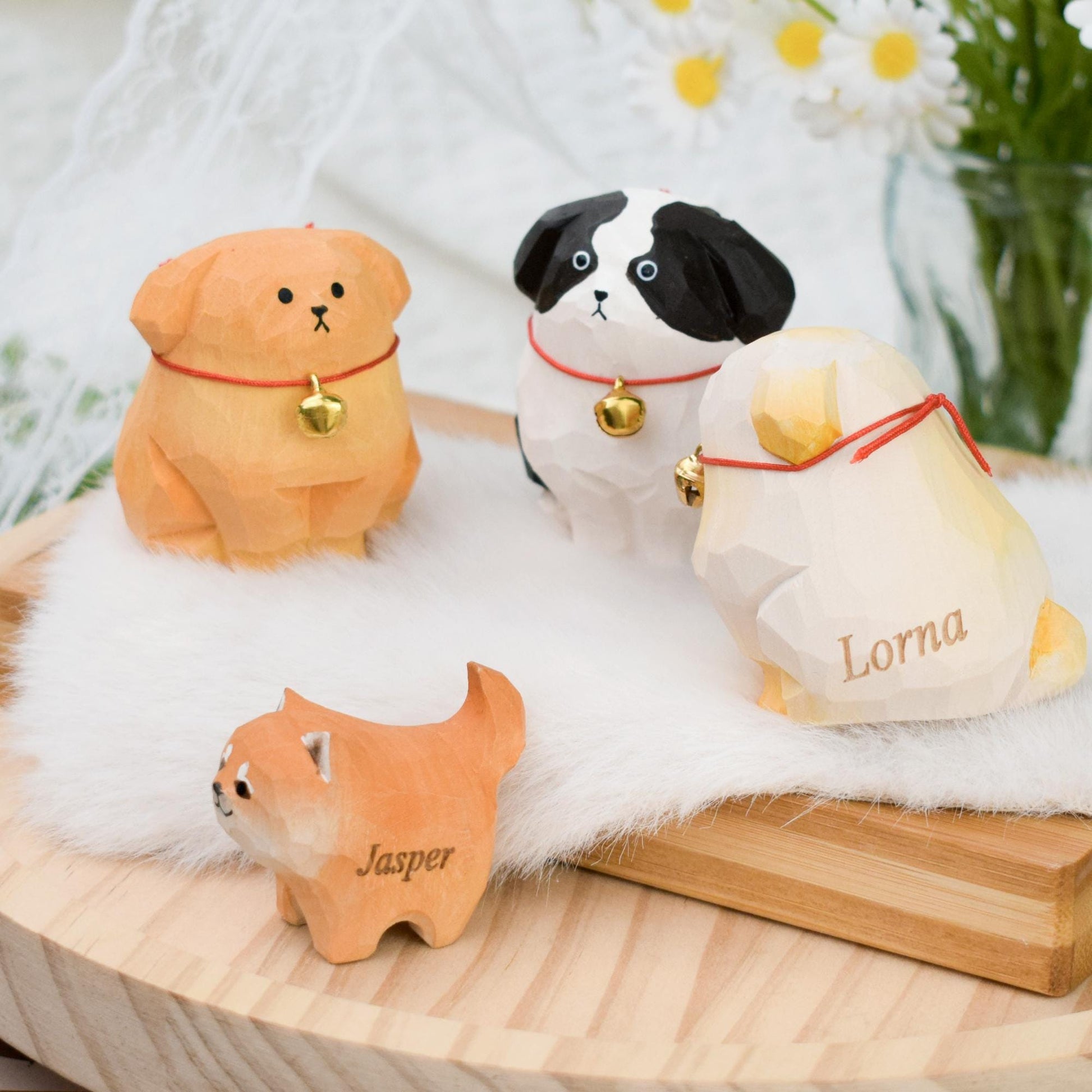 Handmade Wooden Puppy Figurine,Hand-Carved Wood Animal Figurines,Minimalist Dog Ornament,Home Decor,Birthday Gifts,Christmas Gifts