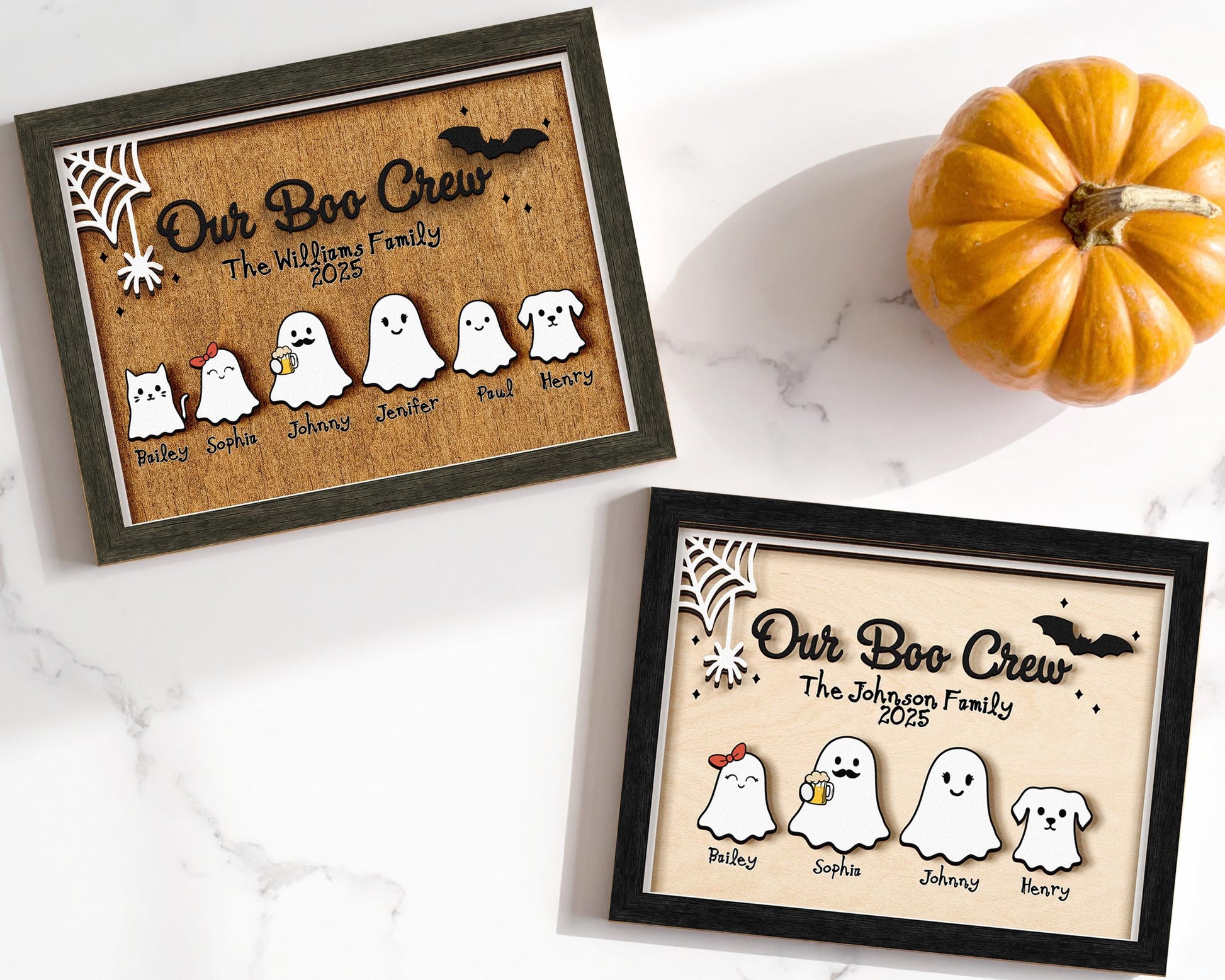 Personalized Ghost Family Wood Sign,Halloween Family Sign,Our Boo Crew,Boo Family,Cute Halloween Decor,Spooky Fanny Sign Farmhouse Decor