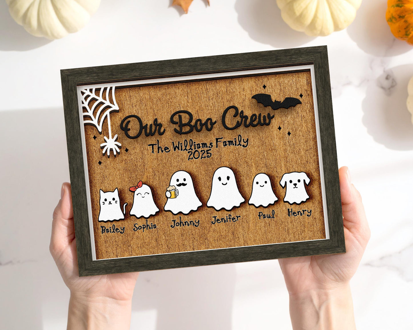 Personalized Ghost Family Wood Sign,Halloween Family Sign,Our Boo Crew,Boo Family,Cute Halloween Decor,Spooky Fanny Sign Farmhouse Decor