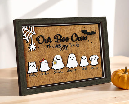 Personalized Ghost Family Wood Sign,Halloween Family Sign,Our Boo Crew,Boo Family,Cute Halloween Decor,Spooky Fanny Sign Farmhouse Decor