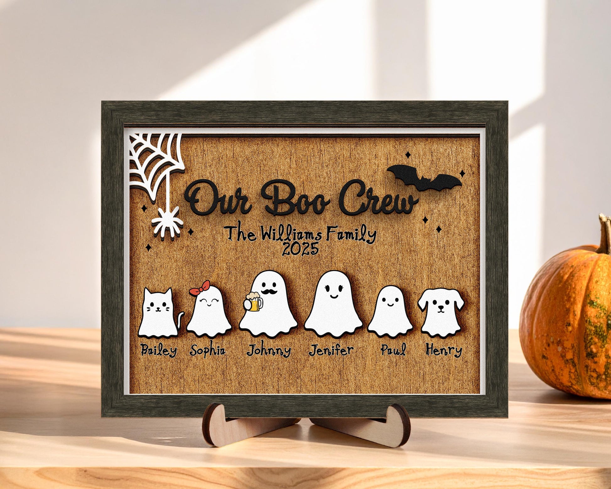 Personalized Ghost Family Wood Sign,Halloween Family Sign,Our Boo Crew,Boo Family,Cute Halloween Decor,Spooky Fanny Sign Farmhouse Decor