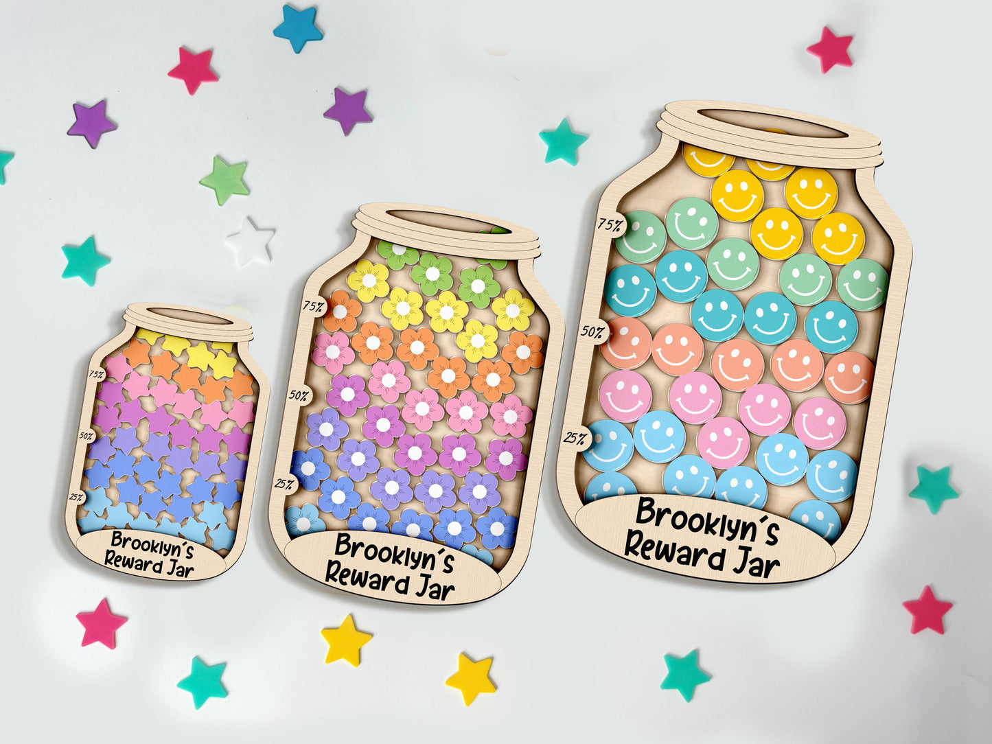Personalised Star Smile Reward Jar,Magnetic Reward Jar with Tokens,Classroom Decor,Back to school,Chore Chart Gift for Kid,Potty Training