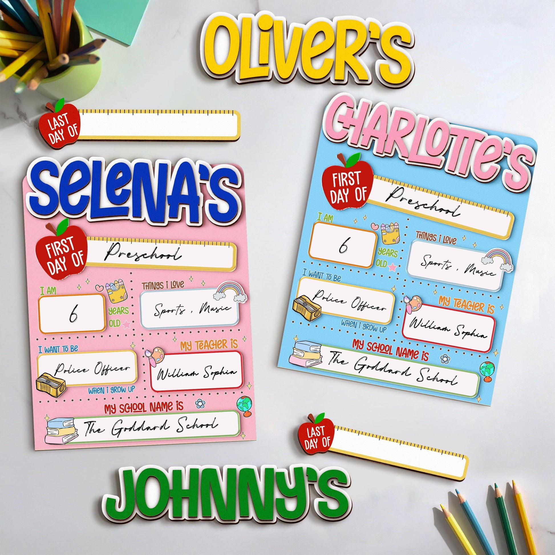 Custom First & Last Day School Sign,Back to School Board,Kindergarten 1st Day of School Dry Erase,First Day Wooden School Sign,Photo Prop