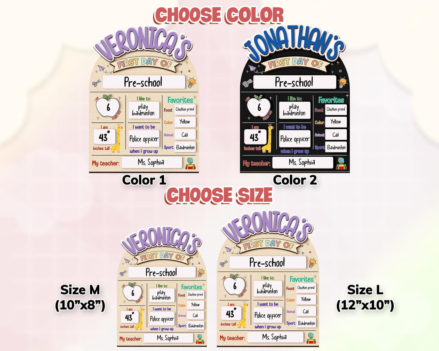 First and Last Day of School Sign,Interchangeable Reusable Back to School Board,Kindergarten 1st Day of School,First Day School Photo Prop