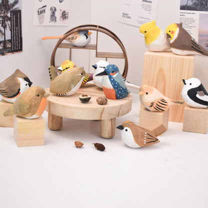 20 Style Wooden Birds Figurine, Hand Painted Cardinal Statue, Chubby Robin Figurine, Christmas tree decoration gifts, Gifts for Bird Lovers