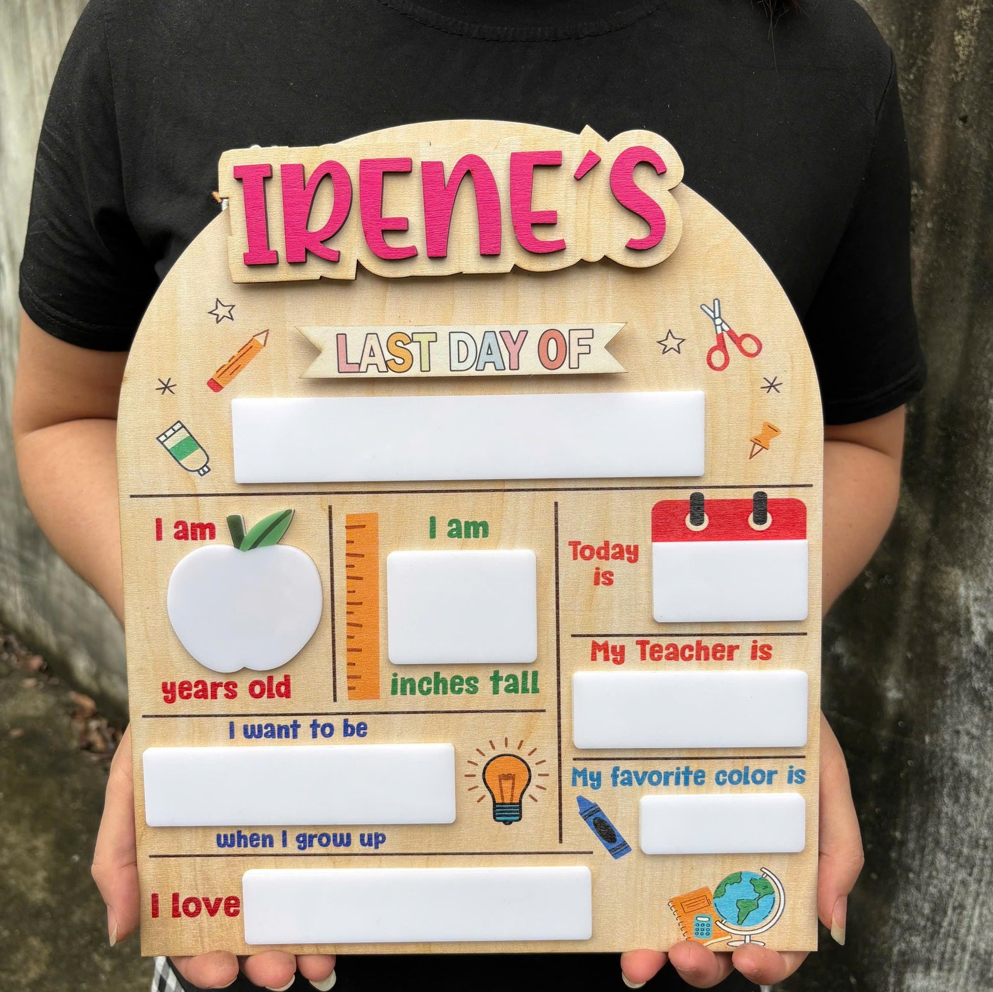 Custom First and Last Day Of School Sign, 1st Day of School Board, Custom Name Back To School Board, Reusable Back To School Dry Erase Sign