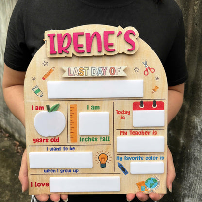 Personalized First Day Of School Sign, 1st Day Of School Sign, Dry Erase School Sign, Reusable Back To School Sign For Photos, School Board