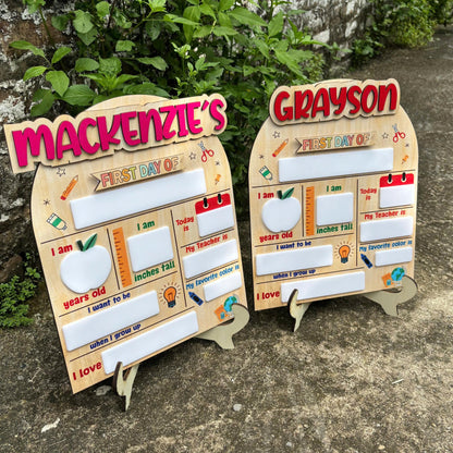 Personalized First Day Of School Sign, 1st Day Of School Sign, Dry Erase School Sign, Reusable Back To School Sign For Photos, School Board