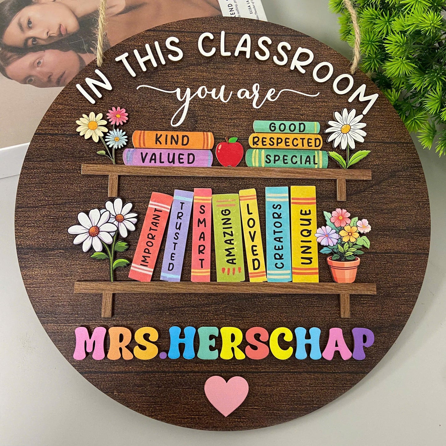 Customized Teacher 3D Door Sign, Teacher Door Hanger, Classroom Welcome Sign, Classroom Decor, Custom Teacher Name Sign, Teacher Wooden Sign