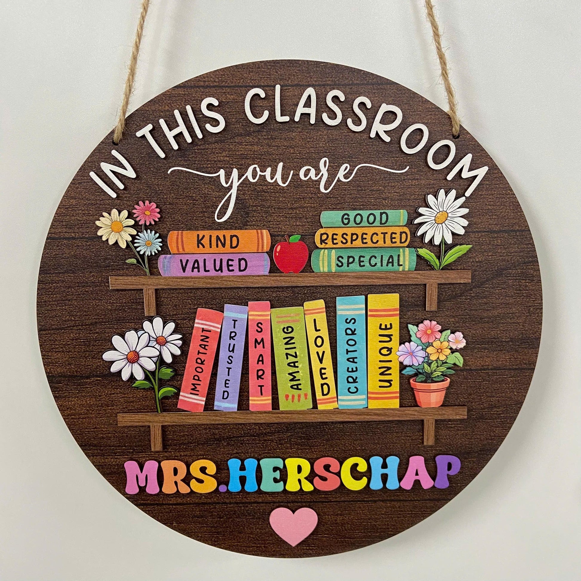 Customized Teacher 3D Door Sign, Teacher Door Hanger, Classroom Welcome Sign, Classroom Decor, Custom Teacher Name Sign, Teacher Wooden Sign