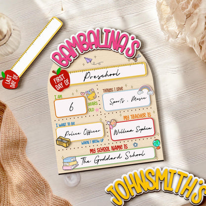 Custom First Day of School Sign,Interchangeable Back to School Sign,Preschool,Kindergarten 1st Day of School Board Reusable,Last Day School