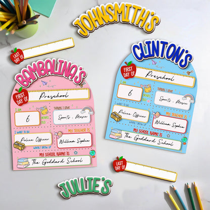 Custom First & Last Day School Sign,Back to School Sign,Kindergarten 1st Day of School Reusable,First Day Wooden School Board,Photo Prop