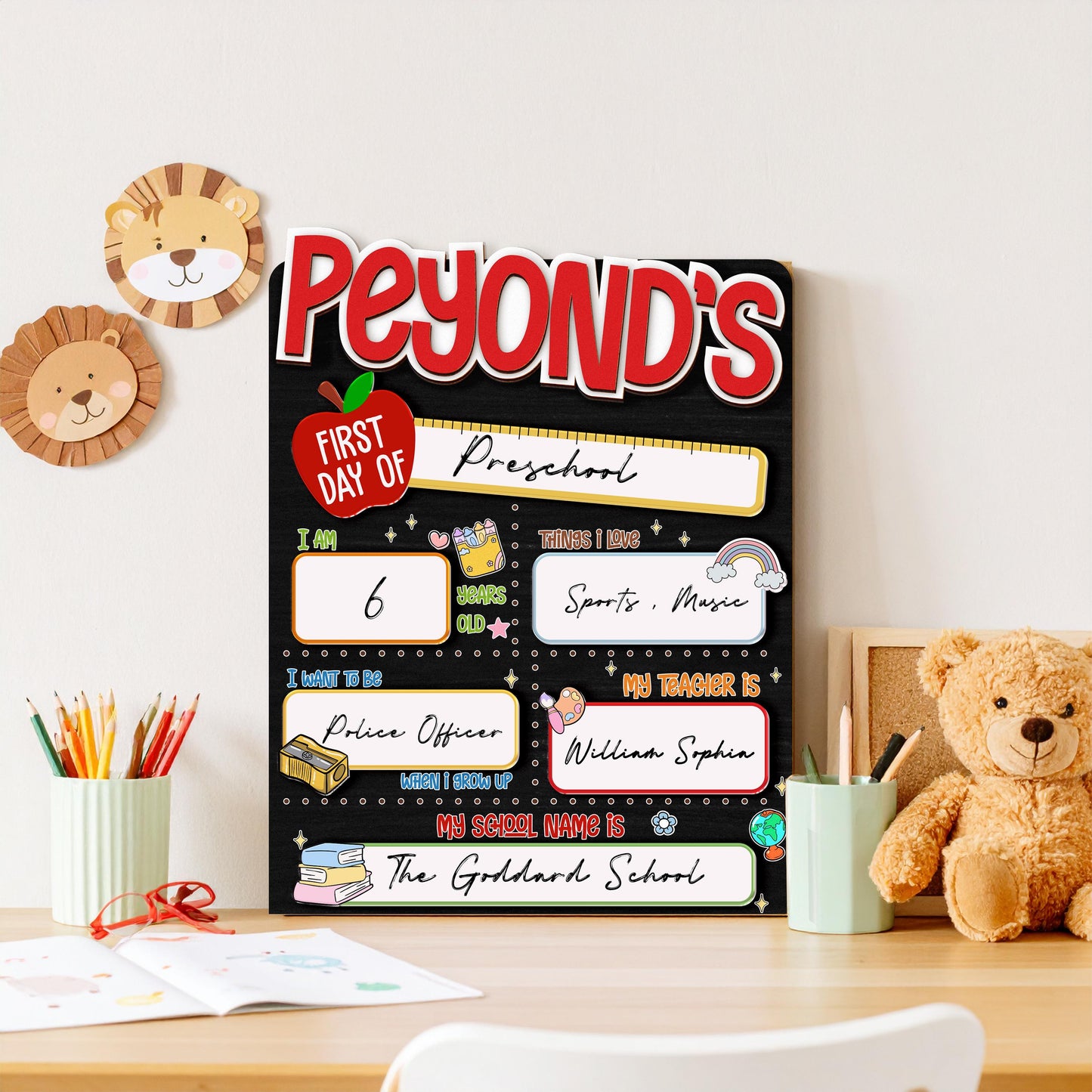 Custom First & Last Day School Sign,Back to School Board,Kindergarten 1st Day of School Dry Erase,First Day Wooden School Sign,Photo Prop