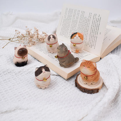 Personalized Wooden Cat Figurine,Hand-Carved Wood Cat Sculpture,Mini Wooden Cat Ornaments, Desk Decor, Animals Lovers Gift, Cat Lover Gift