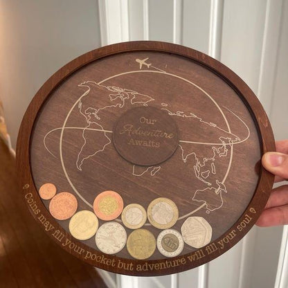 Coin Holder Travel  Box,Currency Display Box,Coin Collection Gift for Traveler,Travel Lover,Our Adventure,Travel Gift,Travel Money Holder