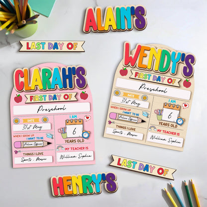 Custom First And Last Day School Sign,Preschool Back To School Dry Erase Sign,Kindergarten 1st Day of School,First Day School,School Board
