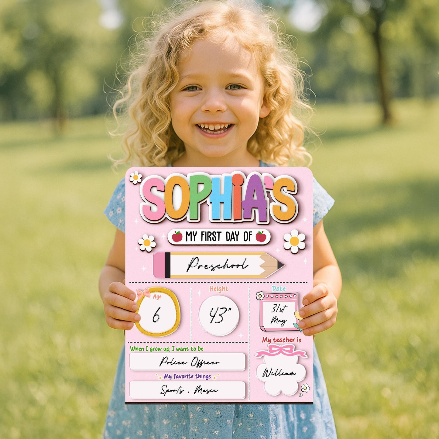 Custom First Day Of School Sign, Last Day of School Sign, Custom Name Sign, Preschool Back To School Dry Erase Sign, 1st Day of School Board